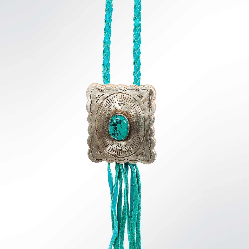 American Darling ADJW101D Braided Genuine Leather Jewelry Necklace with Concho
