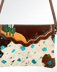 American Darling ADBG639 Clutch Hand Tooled Hair-On Genuine Leather Women Bag Western Handbag Purse