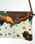 American Darling ADBG639 Clutch Hand Tooled Hair-On Genuine Leather Women Bag Western Handbag Purse