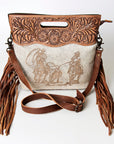 American Darling Clutch Hand Tooled Hair on Genuine Leather Western Women Bag Handbag Purse | Purses for Cute