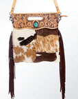 American Darling ADBG612C Clutch Hand Tooled Hair On Genuine Leather Women Bag Western Handbag Purse