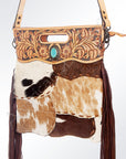 American Darling ADBG612C Clutch Hand Tooled Hair On Genuine Leather Women Bag Western Handbag Purse