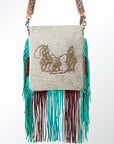 American Darling ADBG648 Large Crossbody Hair-On Genuine Leather Women Bag Western Handbag Purse