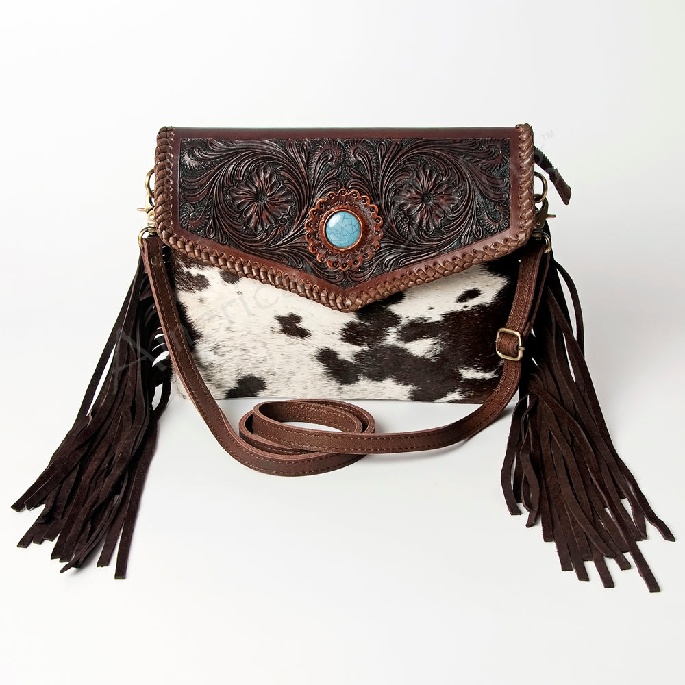 American Darling ADBGD121 Envelope Hand Tooled Hair-On Genuine Leather Women Bag Western Handbag Purse