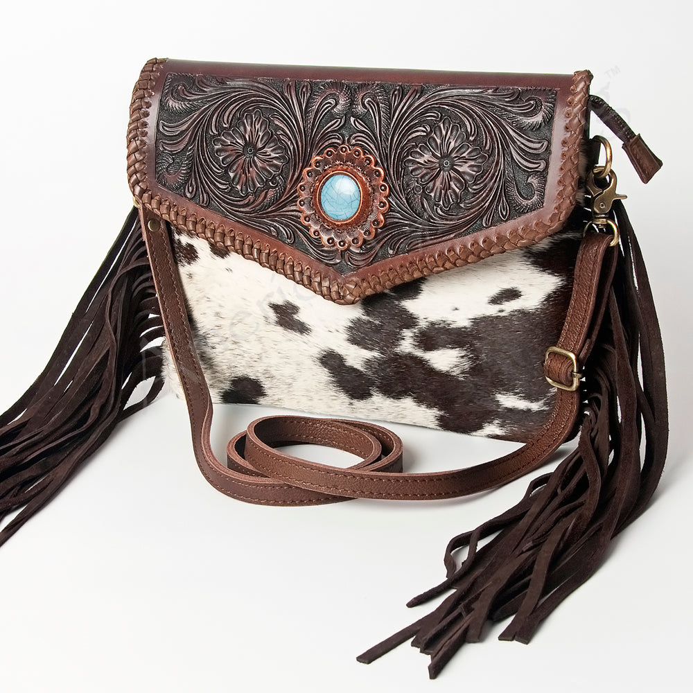 American Darling ADBGD121 Envelope Hand Tooled Hair-On Genuine Leather Women Bag Western Handbag Purse