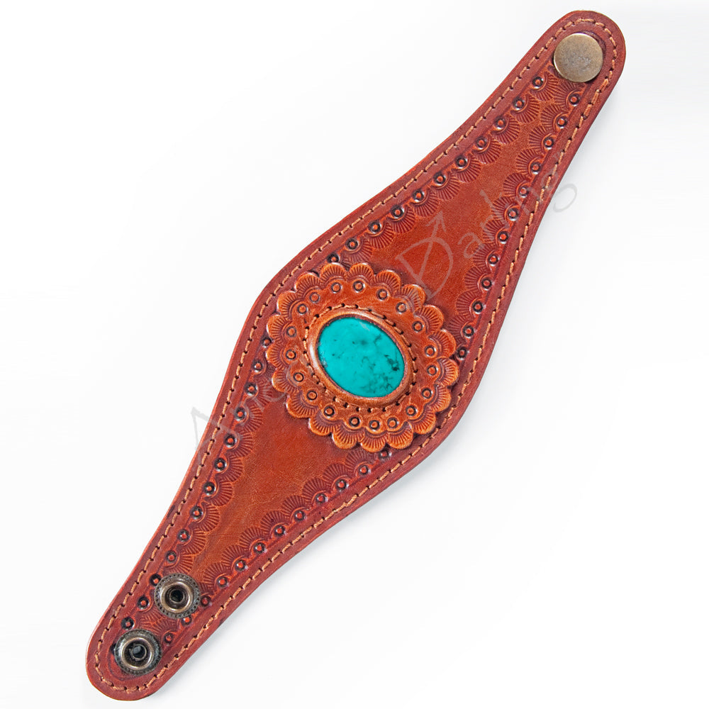 American Darling ADBRF135 Hand tooled carved Genuine Leather Bracelet women