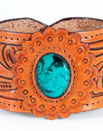 American Darling ADBRF137 Hand tooled carved Genuine Leather Bracelet women