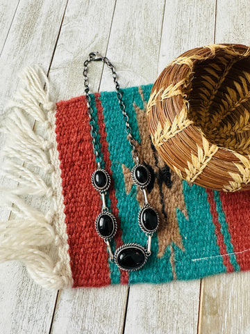 Navajo Black Onyx & Sterling Silver Necklace
