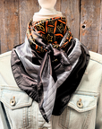 35X35" Black and Orange Multi Pattern Wild Rag / Scarf WR1033