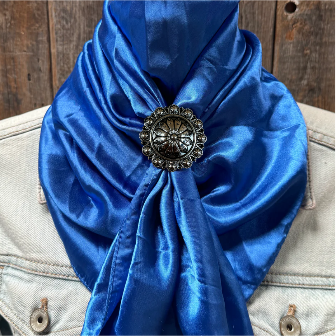 35X35&quot; Solid Electric Blue Wild Rag / Scarf WRS17 - Western Concho Wild Rag Slides - Assorted