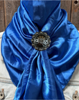 35X35" Solid Electric Blue Wild Rag / Scarf WRS17 - Western Concho Wild Rag Slides - Assorted