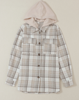 Plaid Removable Hood Buttoned Shacket