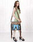American Darling SIGNATURE CROSSBODY Hand Tooled Upcycled Wool Genuine Leather women bag western handbag purse