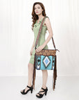 American Darling SIGNATURE CROSSBODY Hand Tooled Upcycled Wool Genuine Leather women bag western handbag purse