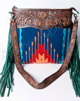 American Darling SIGNATURE CROSSBODY Hand Tooled Upcycled Wool Genuine Leather women bag western handbag purse