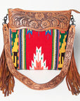 American Darling SIGNATURE CROSSBODY Hand Tooled Upcycled Wool Genuine Leather women bag western handbag purse