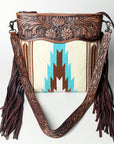 American Darling SIGNATURE CROSSBODY Hand Tooled Upcycled Wool Genuine Leather women bag western handbag purse