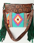 American Darling SIGNATURE CROSSBODY Hand Tooled Upcycled Wool Genuine Leather women bag western handbag purse