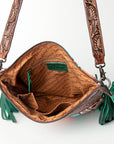 American Darling SIGNATURE CROSSBODY Hand Tooled Upcycled Wool Genuine Leather women bag western handbag purse