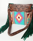 American Darling SIGNATURE CROSSBODY Hand Tooled Upcycled Wool Genuine Leather women bag western handbag purse