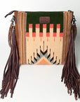 American Darling SIGNATURE CROSSBODY Hand Tooled Upcycled Wool Genuine Leather women bag western handbag purse