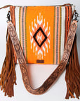 American Darling SIGNATURE CROSSBODY Hand Tooled Upcycled Wool Genuine Leather women bag western handbag purse