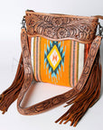 American Darling SIGNATURE CROSSBODY Hand Tooled Upcycled Wool Genuine Leather women bag western handbag purse