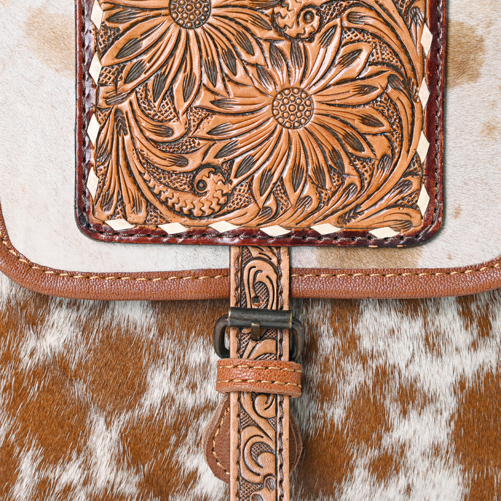 American Darling Hand Tooled Hair On Genuine Leather Women Bag Western Handbag Purse