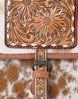 American Darling Hand Tooled Hair On Genuine Leather Women Bag Western Handbag Purse