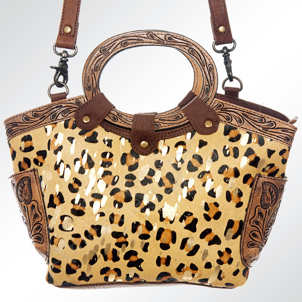 American Darling Hand Tooled Hair On Genuine Leather Women Bag Western Handbag Purse