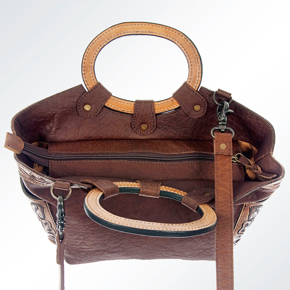 American Darling Hand Tooled Hair On Genuine Leather Women Bag Western Handbag Purse