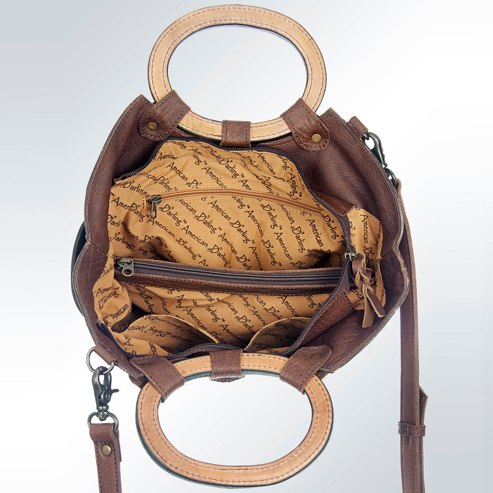 American Darling Hand Tooled Hair On Genuine Leather Women Bag Western Handbag Purse