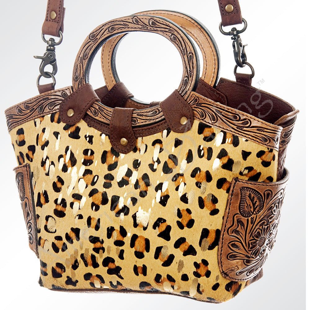 American Darling Hand Tooled Hair On Genuine Leather Women Bag Western Handbag Purse