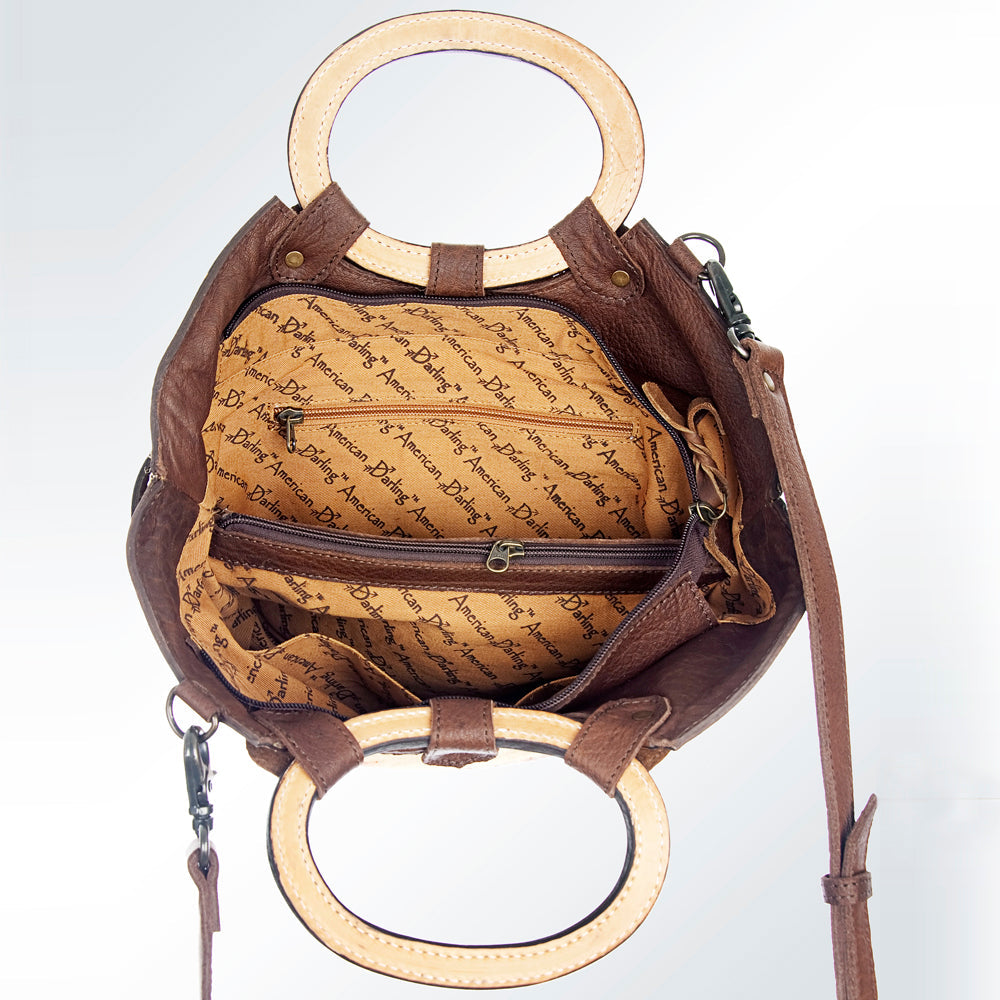 American Darling Hand Tooled Hair On Genuine Leather Women Bag Western Handbag Purse
