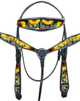 Hilason Western Horse Headstall Breast Collar Set American Leather Black