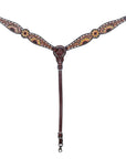HILASON Floral Painted Beaded American Leather Horse Headstall Breast Collar