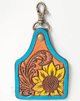 American Darling ADKR170 Hand Tooled Carved Genuine Leather Keyring