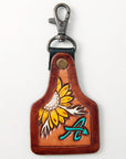 American Darling ADKR214 Hand Tooled Carved Genuine Leather Keyring