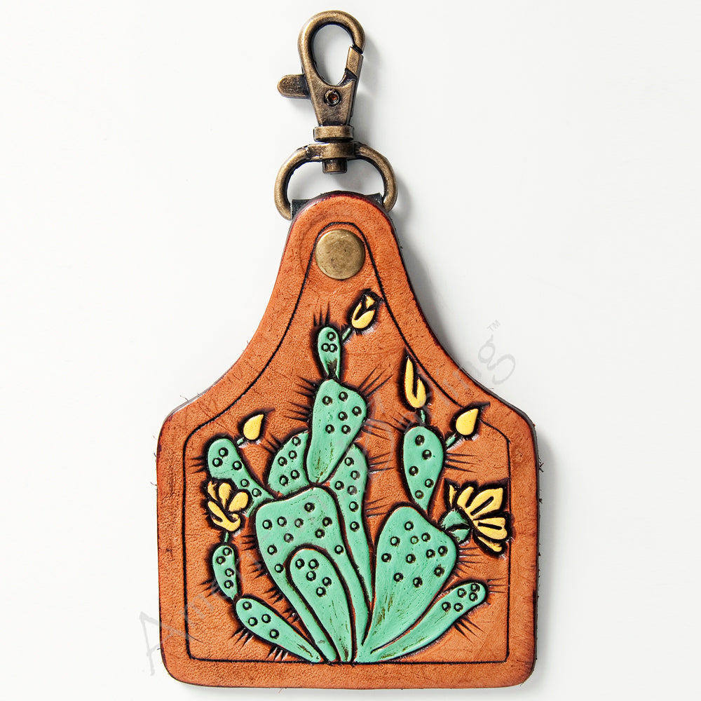 American Darling ADKR177 Hand Tooled Carved Genuine Leather Keyring