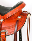 HILASON Western Horse Saddle American Leather Flex Tree Trail & Pleasure Saddle Tan