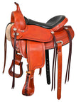 HILASON Western Horse Saddle American Leather Flex Tree Trail & Pleasure Saddle Tan