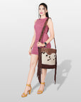 American Darling Large Crossbody Hand Tooled Hair On Genuine Leather Women Bag Western Handbag Purse