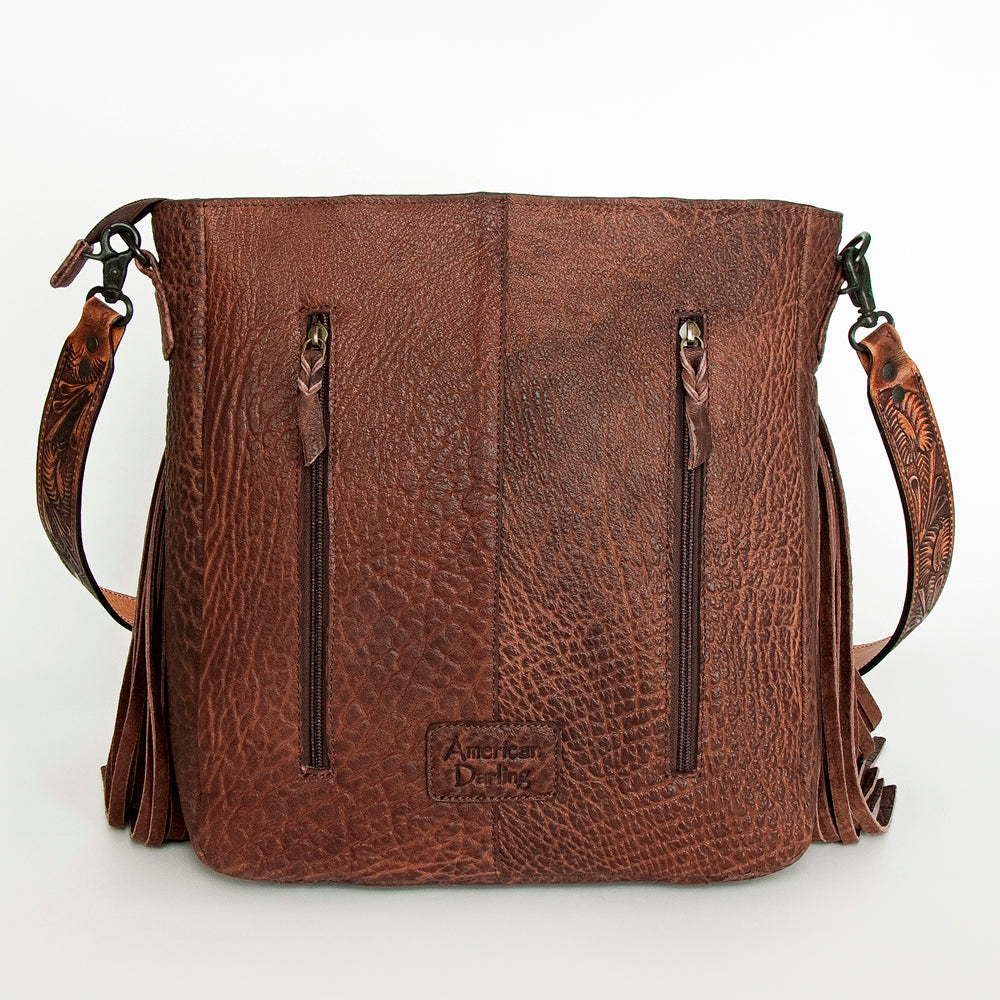 American Darling Large Crossbody Hand Tooled Hair On Genuine Leather Women Bag Western Handbag Purse