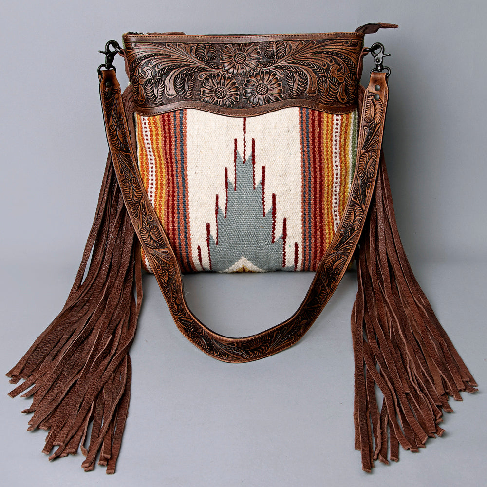 American Darling ADBGZ365 Signature Crossbody Hand Tooled Saddle Blanket Genuine Leather Women Bag Western Handbag Purse