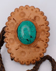 American Darling ADJW103B Braided Genuine Leather Jewelry Necklace with Leather Concho