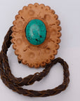 American Darling ADJW103B Braided Genuine Leather Jewelry Necklace with Leather Concho