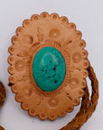 American Darling ADJW103C Braided Genuine Leather Jewelry Necklace with Leather Concho
