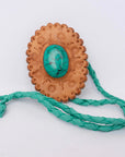 American Darling ADJW103D Braided Genuine Leather Jewelry Necklace with Leather Concho