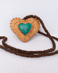 American Darling ADJW104B Braided Genuine Leather Jewelry Necklace with Leather Concho