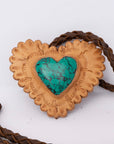 American Darling ADJW104B Braided Genuine Leather Jewelry Necklace with Leather Concho